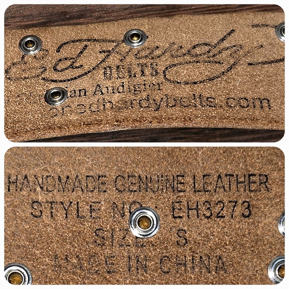 Ed Hardy genuine leather belt skull & rose Tattoo w Rhinestones Sz S/ 26-32" - Picture 9 of 9